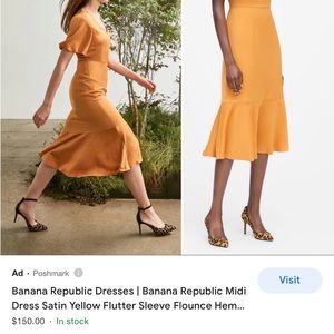 Banana Republic Satin v neck dress